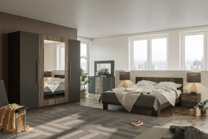Спальня Світ Меблів ЛИЛЕЯ НОВА Антрацит+дуб фрегат 
